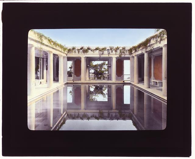 &quot;Arcady,&quot; George Owen Knapp house, Sycamore Canyon Road, Montecito, California. Lower garden, indoor swimming pool at pool house: Johnston (Frances Benjamin) Collection, Prints &amp; Photographs Division, Library of Congress, LC-DIG-ppmsca-16075