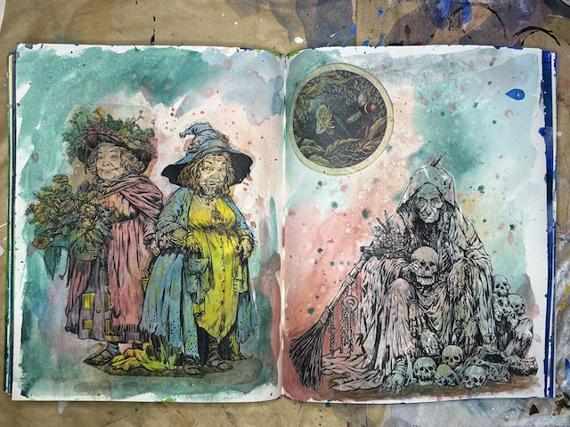 Art Journal Spread with Character Art