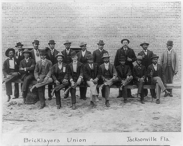 Portrait group of African American Bricklayers union, Jacksonville, Florida: African American Photographs Assembled for 1900 Paris Exposition, Prints &amp; Photographs Division, Library of Congress, LC-USZ62-35754.