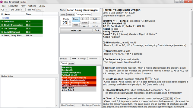 D&D 4e Combat Tracker Tutorial - Add Damage