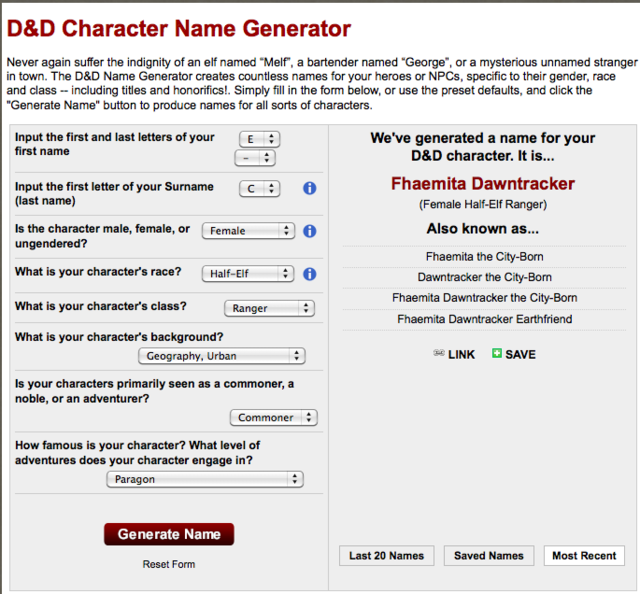 Name Generator Cool Character Names Female